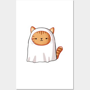 Cute ghost cat Posters and Art